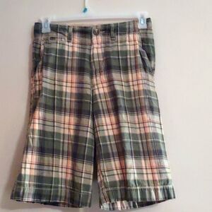 No Boundaries Men's size 28 green orange cream plaid Light‎ Academia shorts